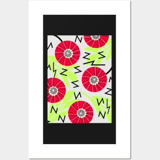 Red round flowers Posters and Art